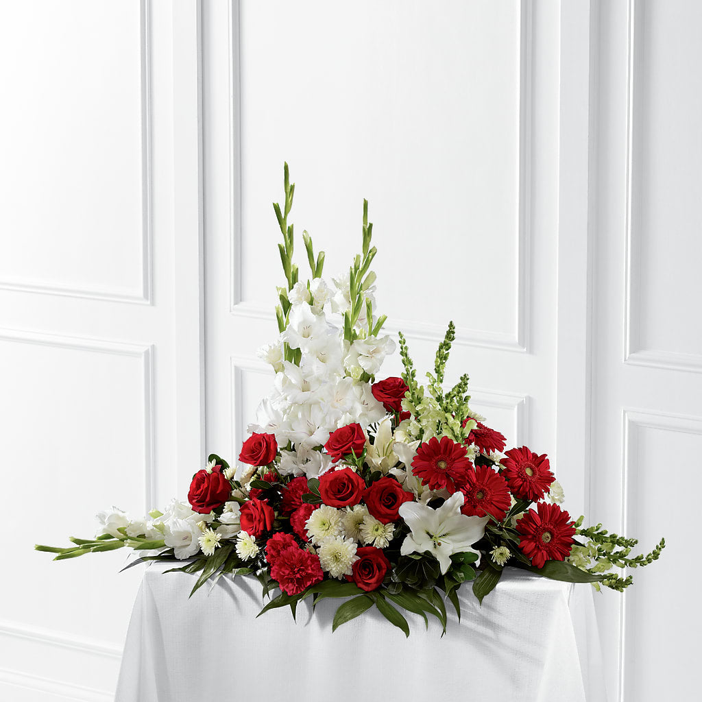 Crimson & White Arrangement – Friendly Flower Shop, San Angelo TX