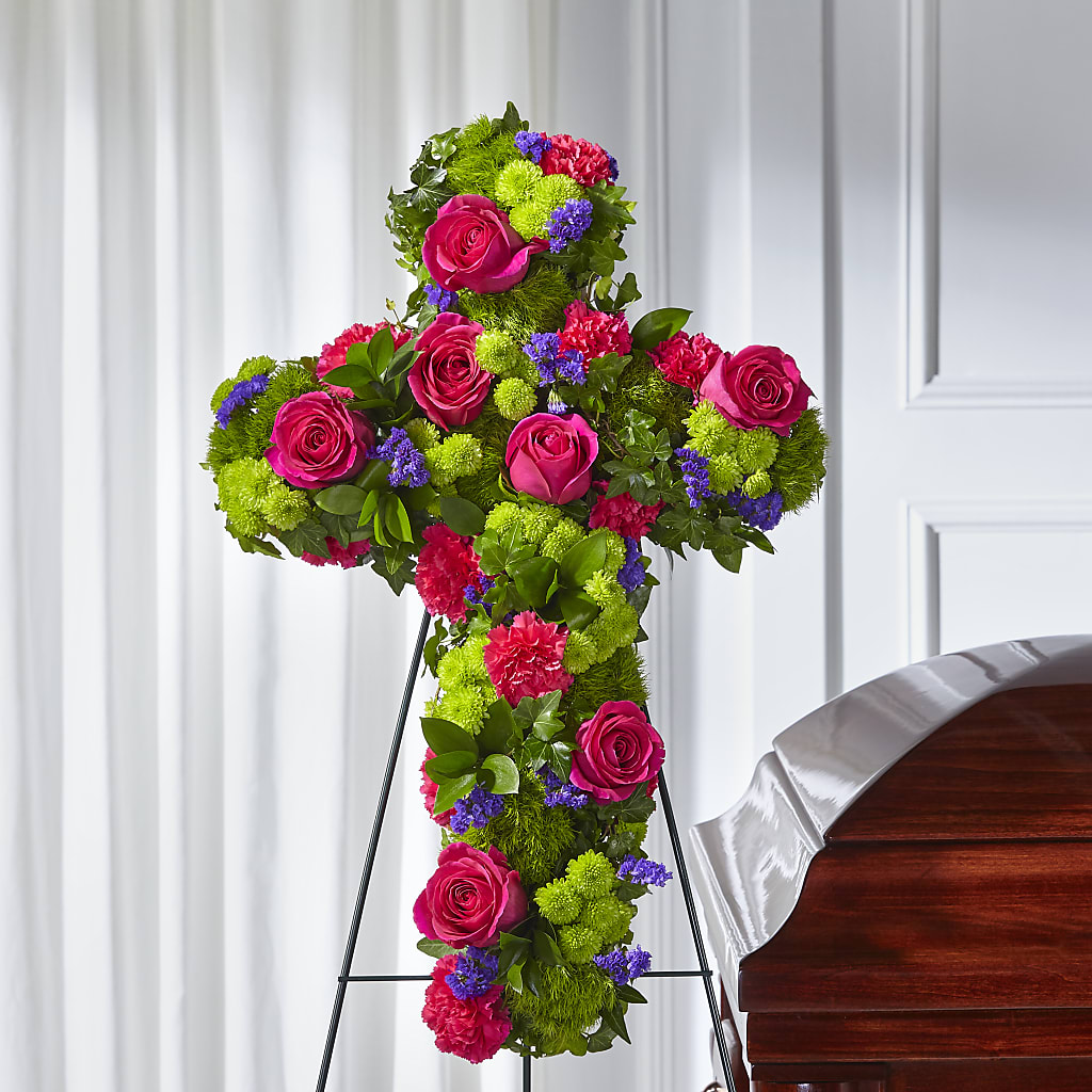 Tribute Rose Floral Cross – Friendly Flower Shop, San Angelo TX