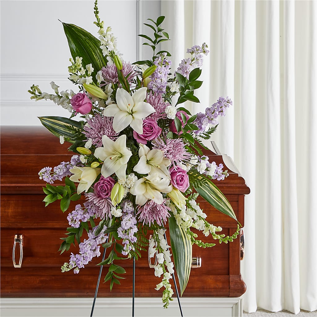 Grateful Hearts Standing Spray – Friendly Flower Shop, San Angelo TX