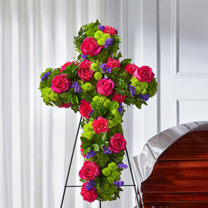 Tribute Rose Floral Cross –  Friendly Flower Shop, San Angelo TX