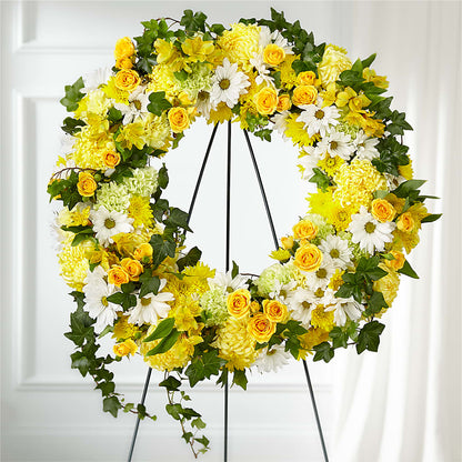 Golden Remembrance Wreath –  Friendly Flower Shop, San Angelo TX