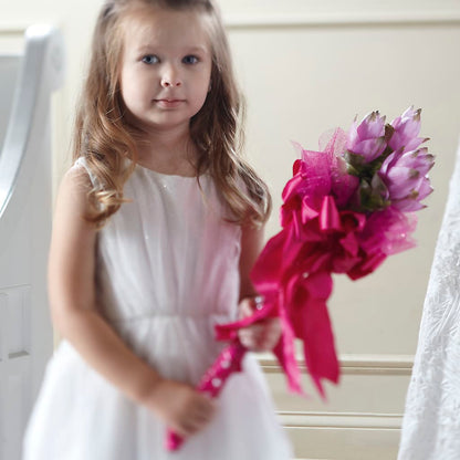 Sparkle Pink Flower Girl Bouquet –  Friendly Flower Shop, San Angelo TX