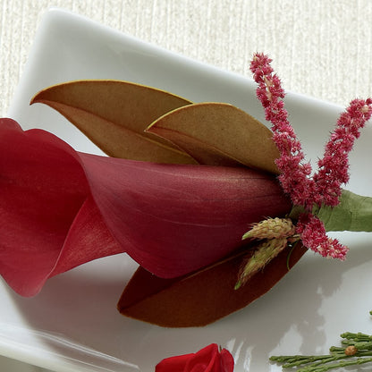 Red Calla Boutonniere –  Friendly Flower Shop, San Angelo TX