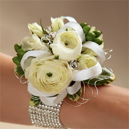 White Wedding Corsage –  Friendly Flower Shop, San Angelo TX